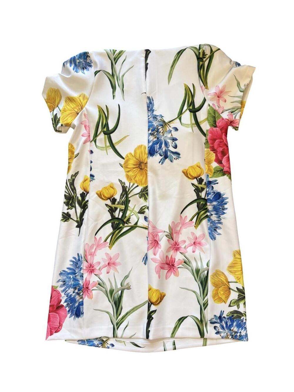 Karl Lagerfeld Paris Floral White Colorful Dress Knee Length Women's Size 20W - Picture 2 of 10